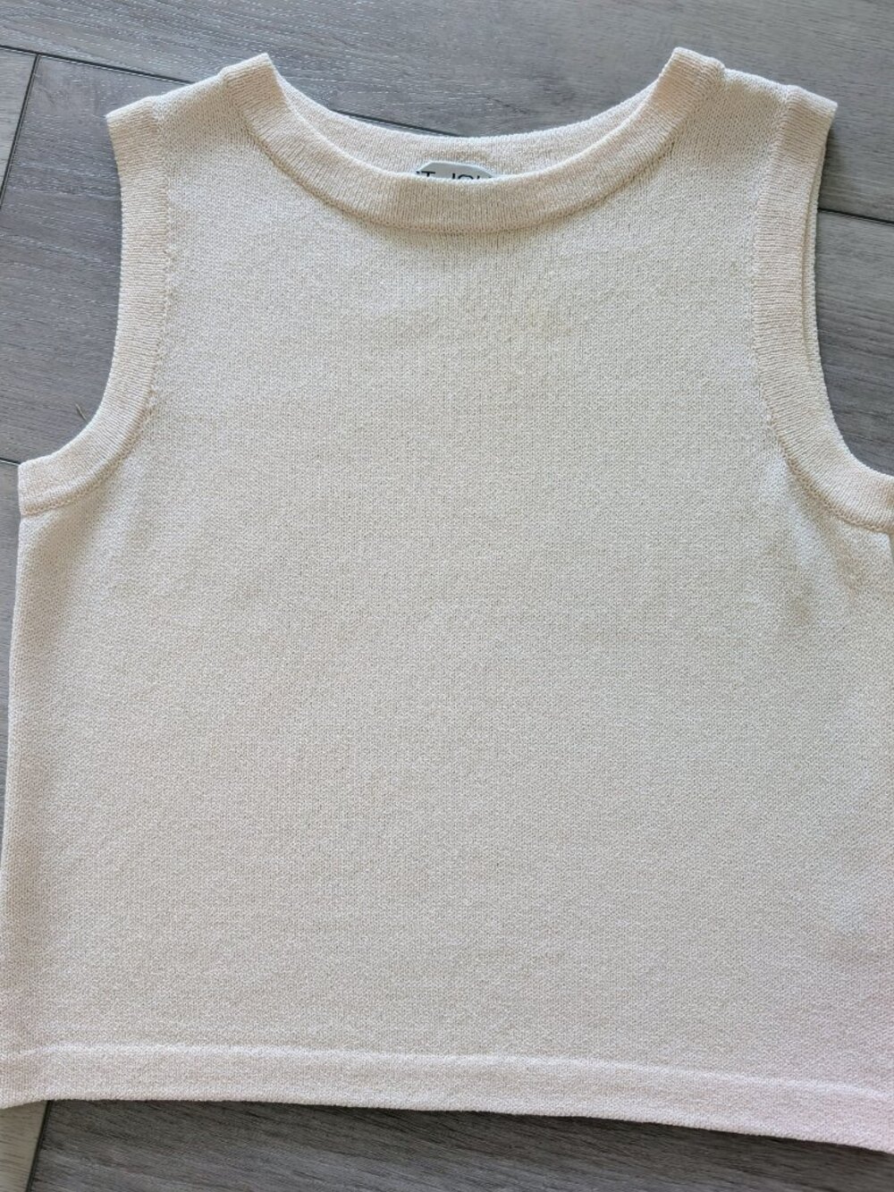 St. John Sport Santana Knit Sleeveless Tank Cream Wool Rayon Marie Gray VTG Sz M - Picture 2 of 8